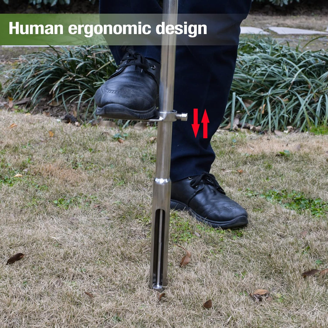 101,6 cm Bodensonde, Edelstahl-Bodenproben-Sonde mit Fusspedal und wiederverwendbaren Probenbeuteln,
