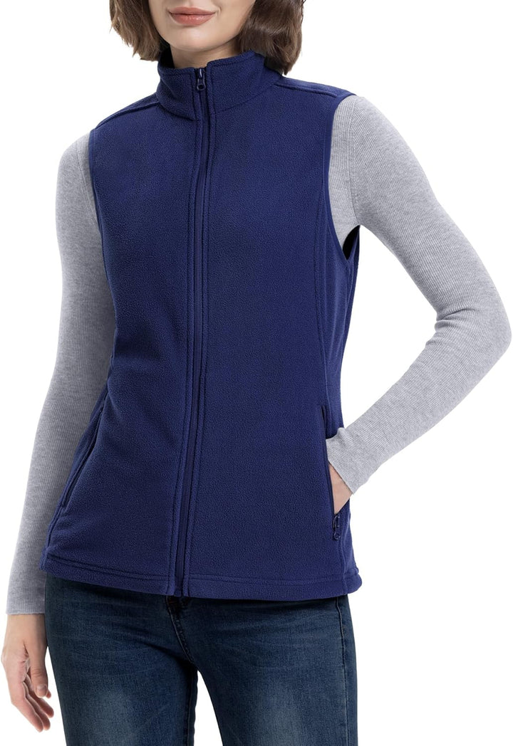 33,000ft Damen Fleece Weste Jacke Standkragen Ultraleicht Outdoor Westen Tops mit Taschen Reissversc