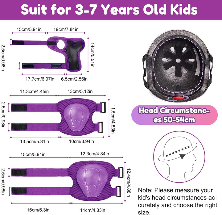 Knieschoner Kinder mit Helm, Schonerset Kinder Helm 3–9 Jahren, Knieschützer Inliner Kinder Schutzau