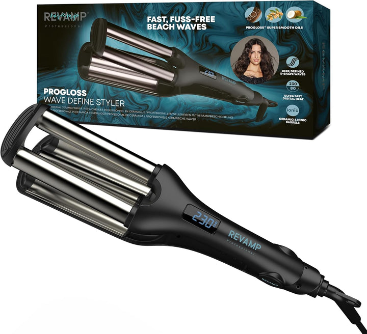 Revamp Progloss Wave Define Styler Professional, Ionen-Technologie, Zylinder angereichert mit Proglo