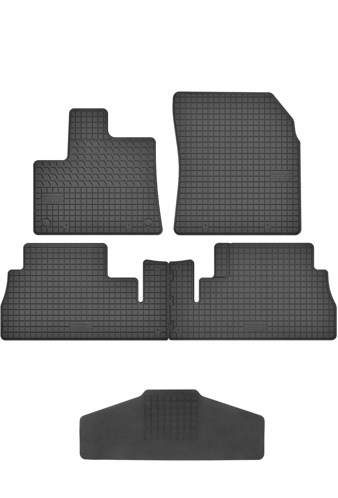 Fussmatten Vorne, Hinten + Tunnel Matte 5er Set für Peugeot Rifter seit 2018 Gummi Gummimatten Vorne