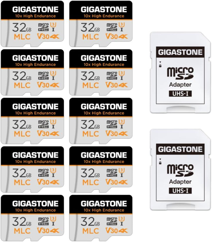 [10x High Endurance] Gigastone MLC 32GB 10er-Pack Industrial MicroSDXC Karte mit Adapter,95/60 MB/s