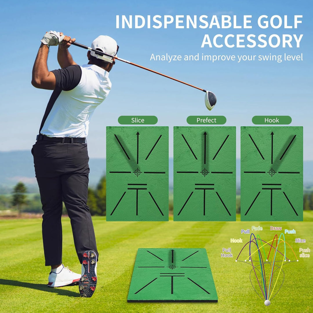 Golf Schlagmatte – Schwungpfad-Erkennung, 35x24 cm AL-Basis mit 7cm Erdspiesse – Golf Trainingsmatte