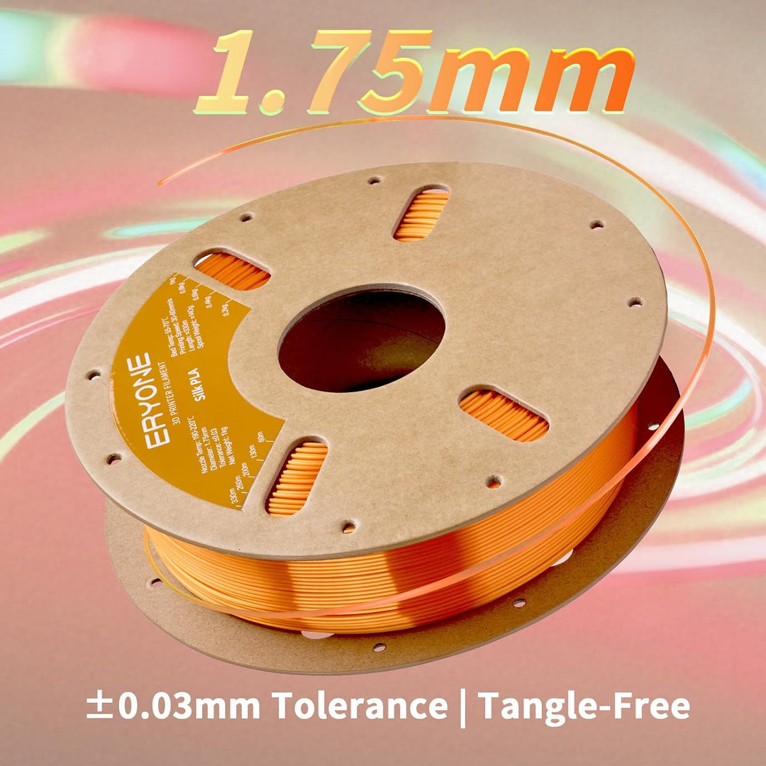 ERYONE Silk PLA Filament 1.75 mm, 3D Drucker Filament PLA Silk,+/- 0.03 mm, 1 kg/Spule, Seiden PLA O