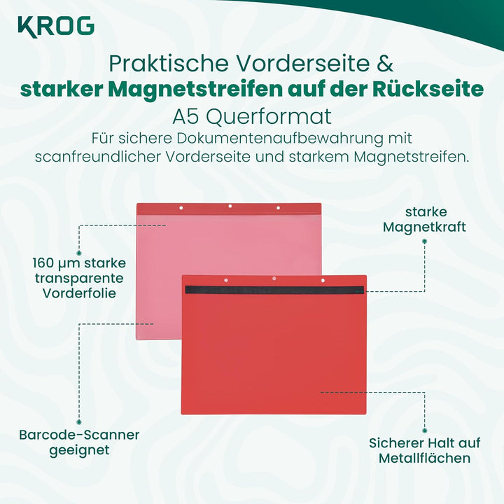 Krog Magnettasche A5, 25 Stück Rot