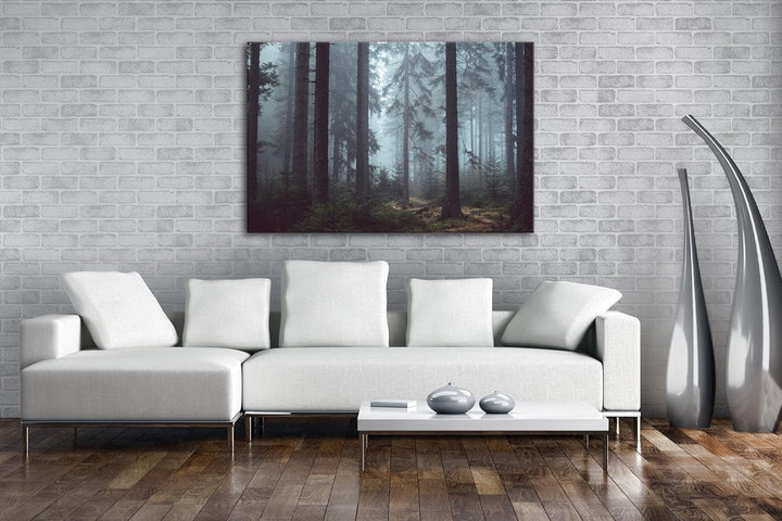 deyoli mysteriöser Nadelwald Format: 80x60 als Leinwand, Motiv fertig gerahmt auf Echtholzrahmen, Ho