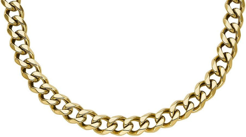 Fossil Halskette für Herren, Kette aus Edelstahl, Gelbgold