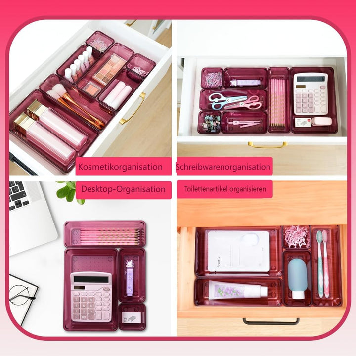 Schubladen Organizer, 25 Stück in 4 Grössen, Kunststoff, Schminktisch und Make-up Organizer, Ordnung