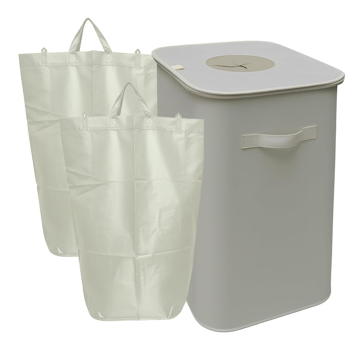 Relaxdays Pfandflaschen Sammelbehälter, 100 L, 2 Tragetaschen, abwischbar, Recycling, Flaschensammle