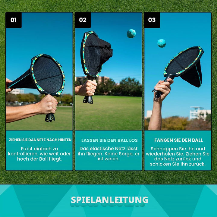 Waboba Slingair Slingshot Fang & Launch Spiel - One‑Motion Sling Air Paddle Spiel mit 2 Schlägern &