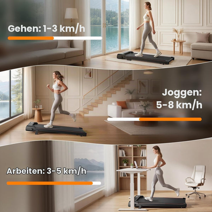 HomeFitnessCode Walking Pad Laufband mit Neigung - Laufpad für Zuhause Steigung 1-8 KM/H Walkpad Unt
