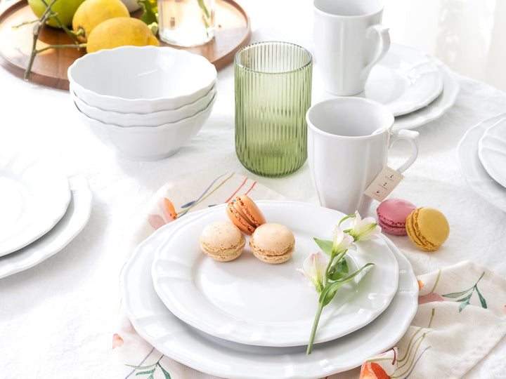 CreaTable, 23820, Serie Flora Weiss, Geschirrset, Kombiservice 16 teilig, Weiss
