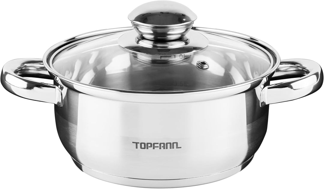 7 Teilig Edelstahl Induktion Topfset Topf Töpfe Kochtopf Glasdeckel Kochtopfset