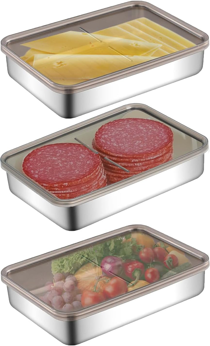 Set mit 3 Aufschnittboxen für Kühlschrank,Wurst Aufbewahrung Kühlschrank,Aufschnittbox,Kühlschrank O