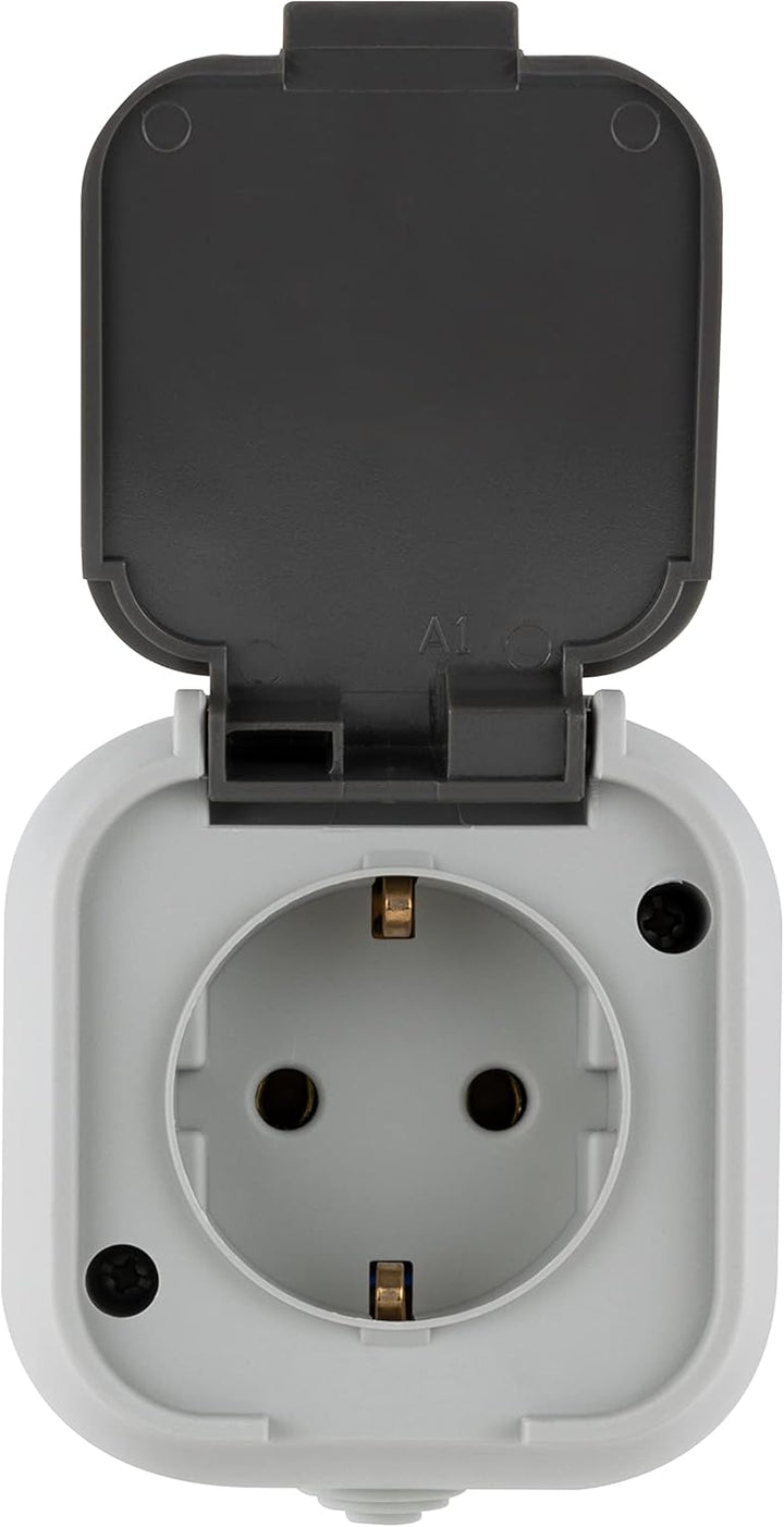 X-Sense Smart Rauchmelder XS01-M mit SBS50 Basisstation & REV Standard, Feuchtraumsteckdose, Aufputz