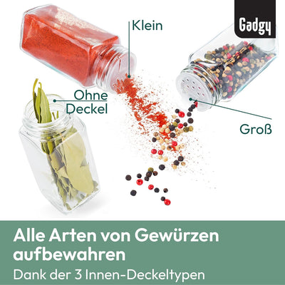 Gadgy Gewürzregal mit Gewürzgläser | Gewürze Aufbewahrung mit 18 Gläsern | Gewürzregal Stehend | Krä