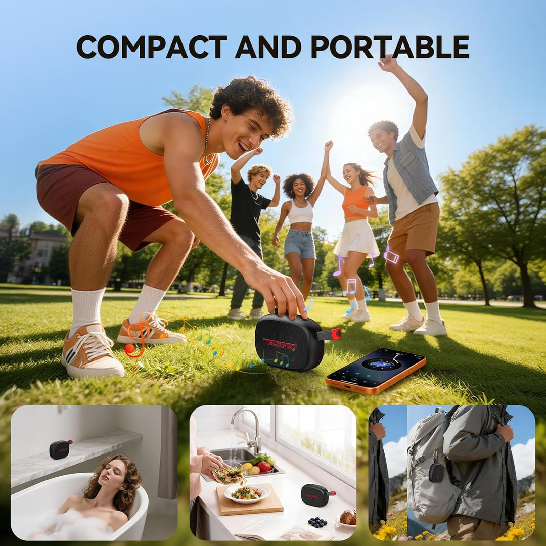 TECKNET Tragbare Bluetooth Lautsprecher, ultramagnetischer Mini Musikbox Klein Speaker IP67 Wasser-