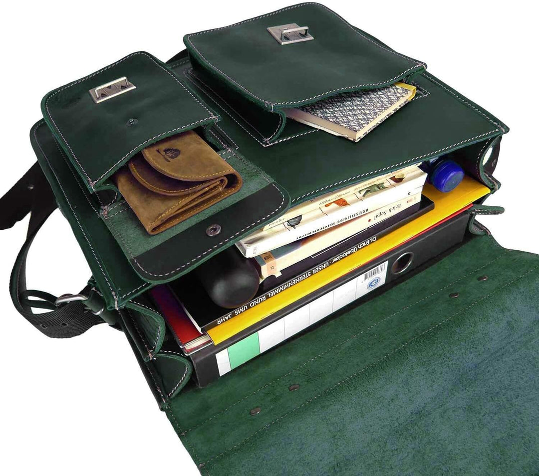 Greenburry Aktentasche Leder 39 cm Grün, Grün