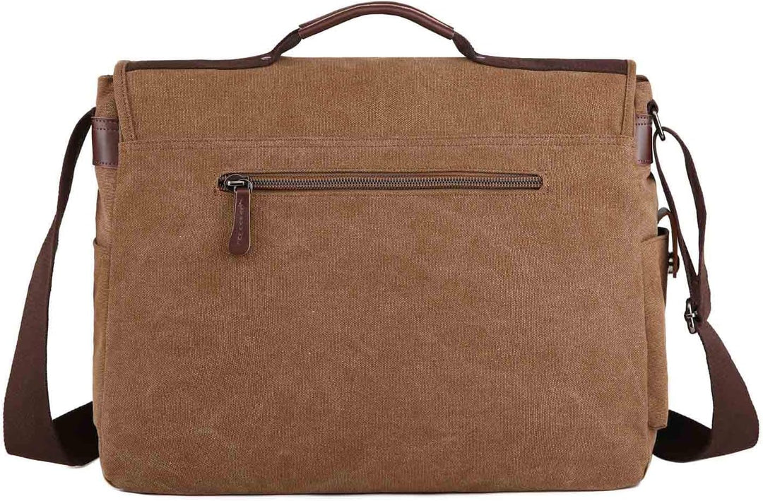 Neuleben Wasserdicht Laptoptasche für 17'' Laptop Vintage Schultertasche Umhängetasche Canvas Leder