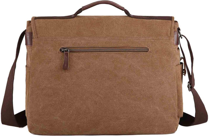 Neuleben Wasserdicht Laptoptasche für 17'' Laptop Vintage Schultertasche Umhängetasche Canvas Leder