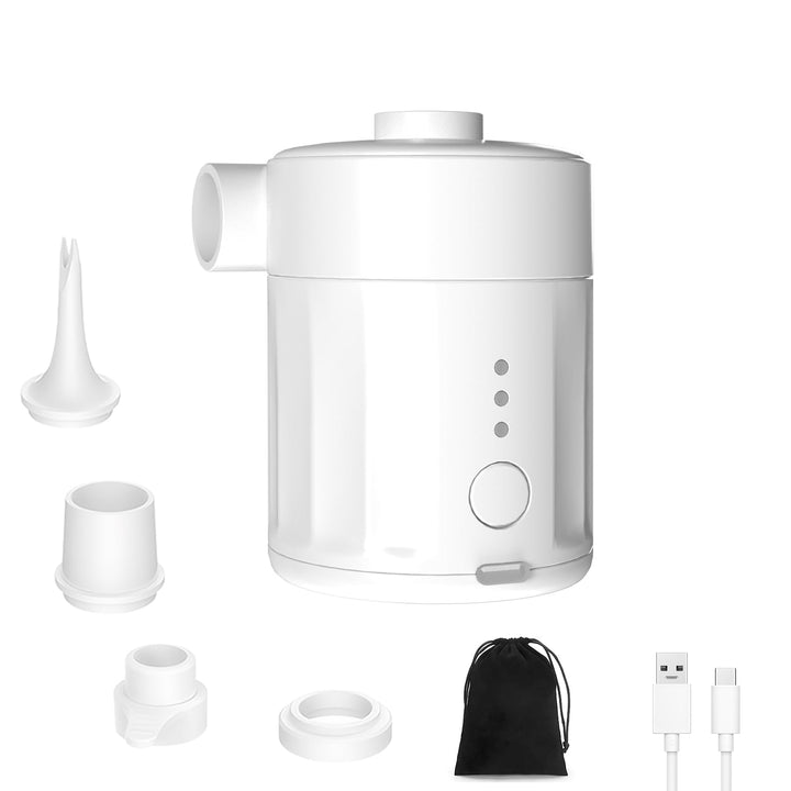 Mojimdo Tragbare Elektrische Luftpumpe, 5000 Pa Pumpe Akku, 450L/Min, Kompakte Air Pump mit 4 Düsen,