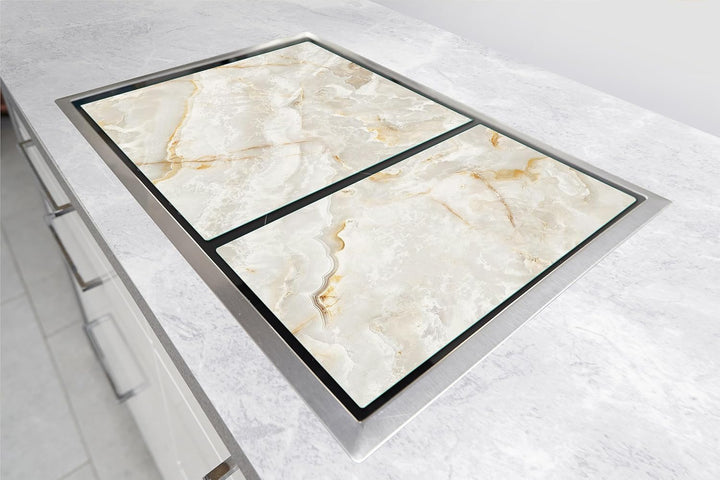 TMK ArtDeko Herdabdeckplatte 2 Teilig 40x52 + 35x52 cm - Spritzschutz Herdabdeckung – Herdschutz aus
