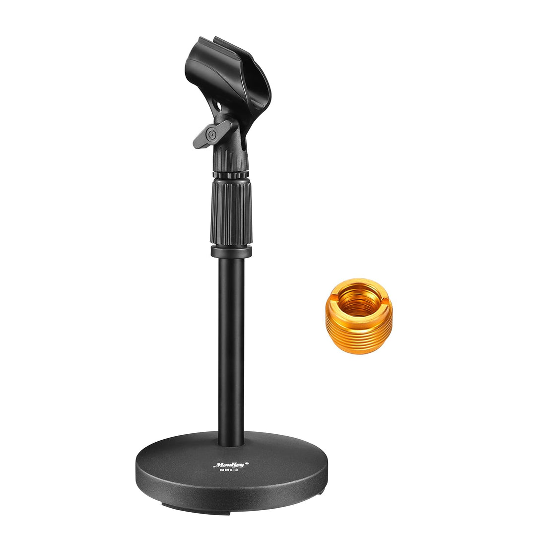 Moukey Schreibtisch-Mikrofonständer mit Mikrofonclip, verstellbarer Tisch-Mikrofonständer mit 5/8-Zo