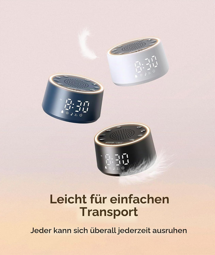 Dreamegg White Noise Machine mit Licht und Wecker, Weisses Rauschen Gerät für Erwachsene und Kinder,