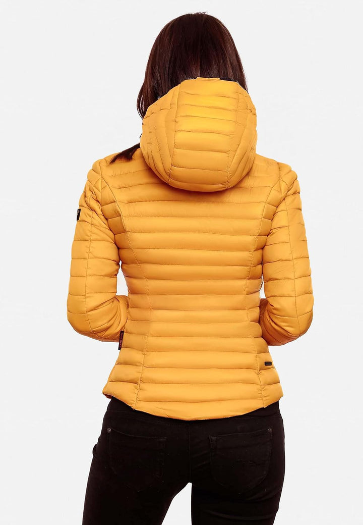 Navahoo Damen Damen leichte Übergangsjacke Steppjacke mit Kapuze Kimuk XS-XXL XS Gelb, XS Gelb