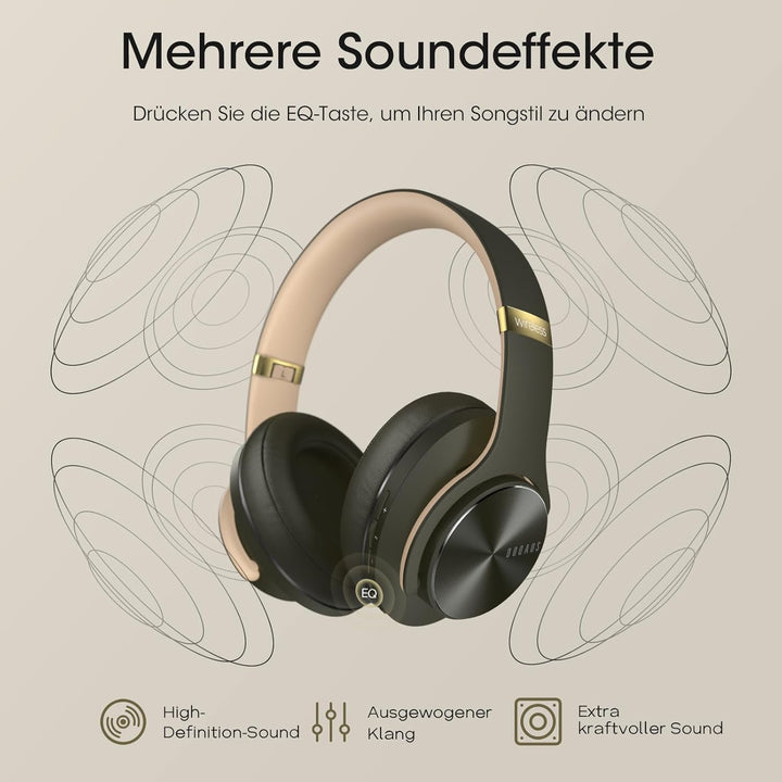 DOQAUS Bluetooth Kopfhörer Over Ear, [Bis zu 90 Std] Kabellose Kopfhörer mit 3 EQ-Modi, HiFi Stereo