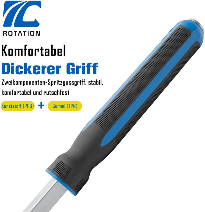 ROTATION 900mm/36 Zoll Schwerlast Stemmhebel, Brecheisen mit Softgriff | gerade Spitze, 900mm, Griff