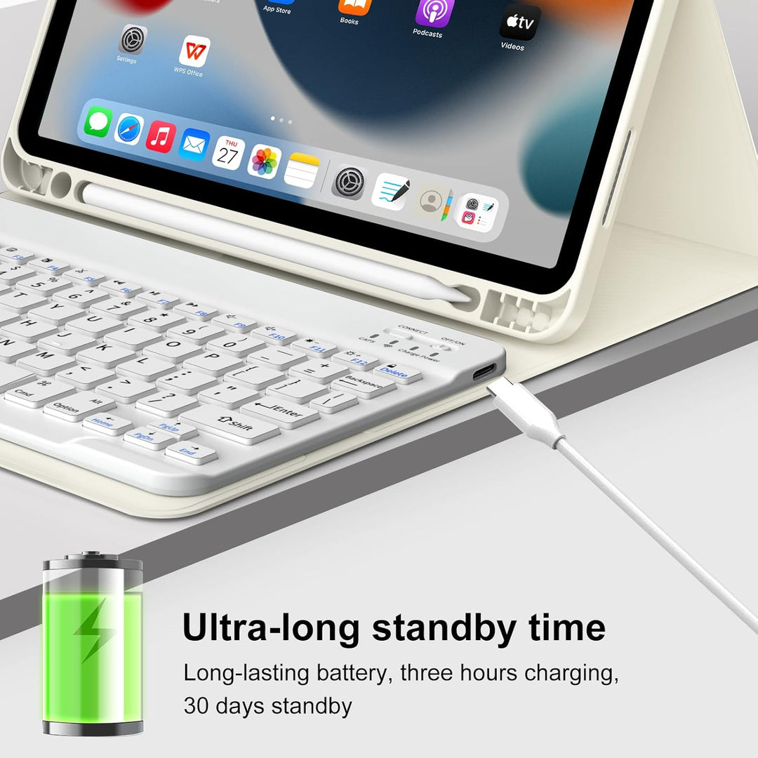 JKSML Hülle mit Tastatur für iPad (A16) 11 Zoll 2025 & iPad 10 Generation 10,9 Zoll 2022, Bluetooth