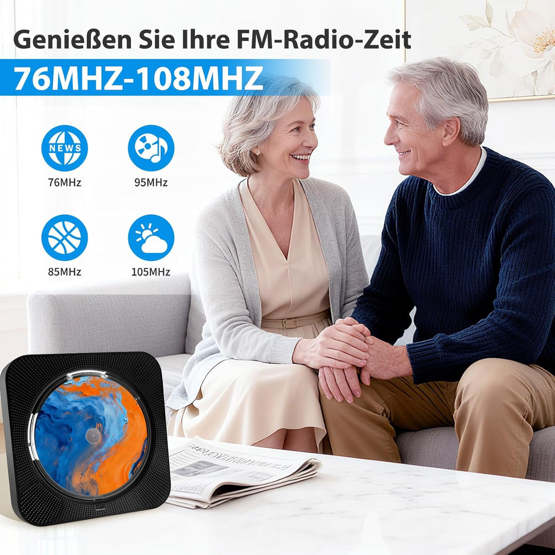 CD Player Tragbar mit Bluetooth 5.1, Liphier CD-Player Musik Heim-Desktop, CD Spieler Kinder mit HiF