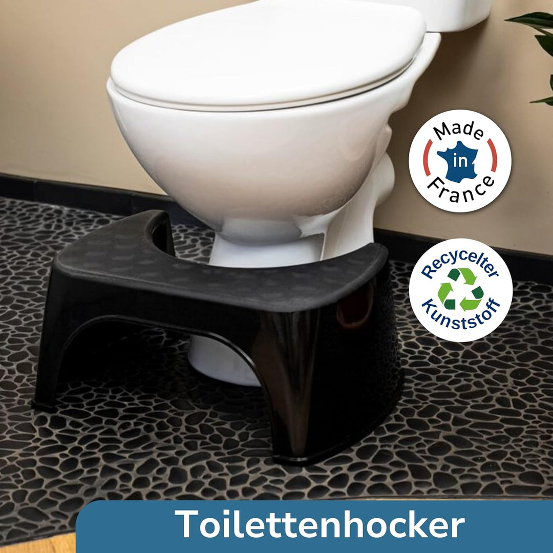 Well Care Toilettenhocker Schwarz - WC Hocker fur Erwachsene - Hergestellt aus Recyceltem Kunststoff