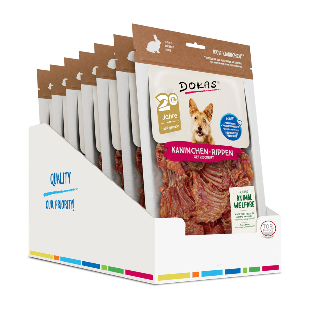 Dokas Kaninchen-Rippen mit Fleisch | 7X 100g Hundesnack