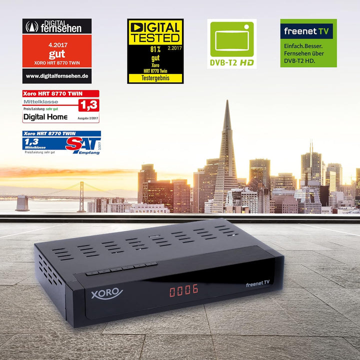 DVB-C/DVB-T2 FullHD Receiver XORO HRT 8770 TWIN, Digitales Kabelfernsehen, Freenet TV Entschlüsselun