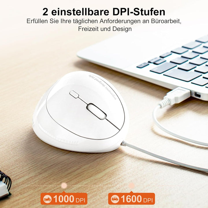 SANWA Ergonomische Maus mit Kabel, Optische Vertikale Maus für Kleine bis Mittelgrosse Hände, 1000/1