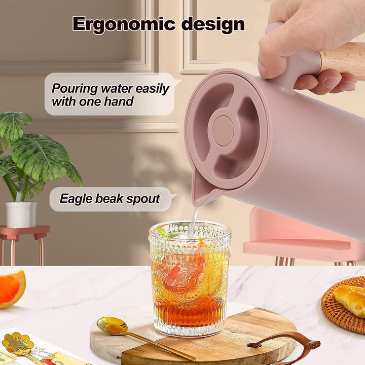 Topyond 1L Thermo-Kaffeekaraffe, Tragbare Isolier-Kaffeekanne, Stilvoller Wasser-Teekanne-Getränkesp