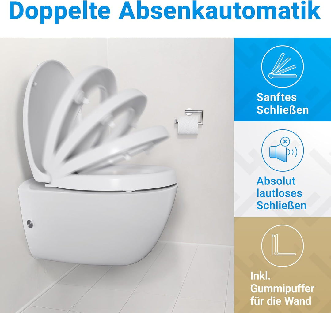 LOBENSWERK Toilettendeckel mit Toilettensitzerhöhung [5 cm] Absolut rutschfest dank Winkelpuffern |
