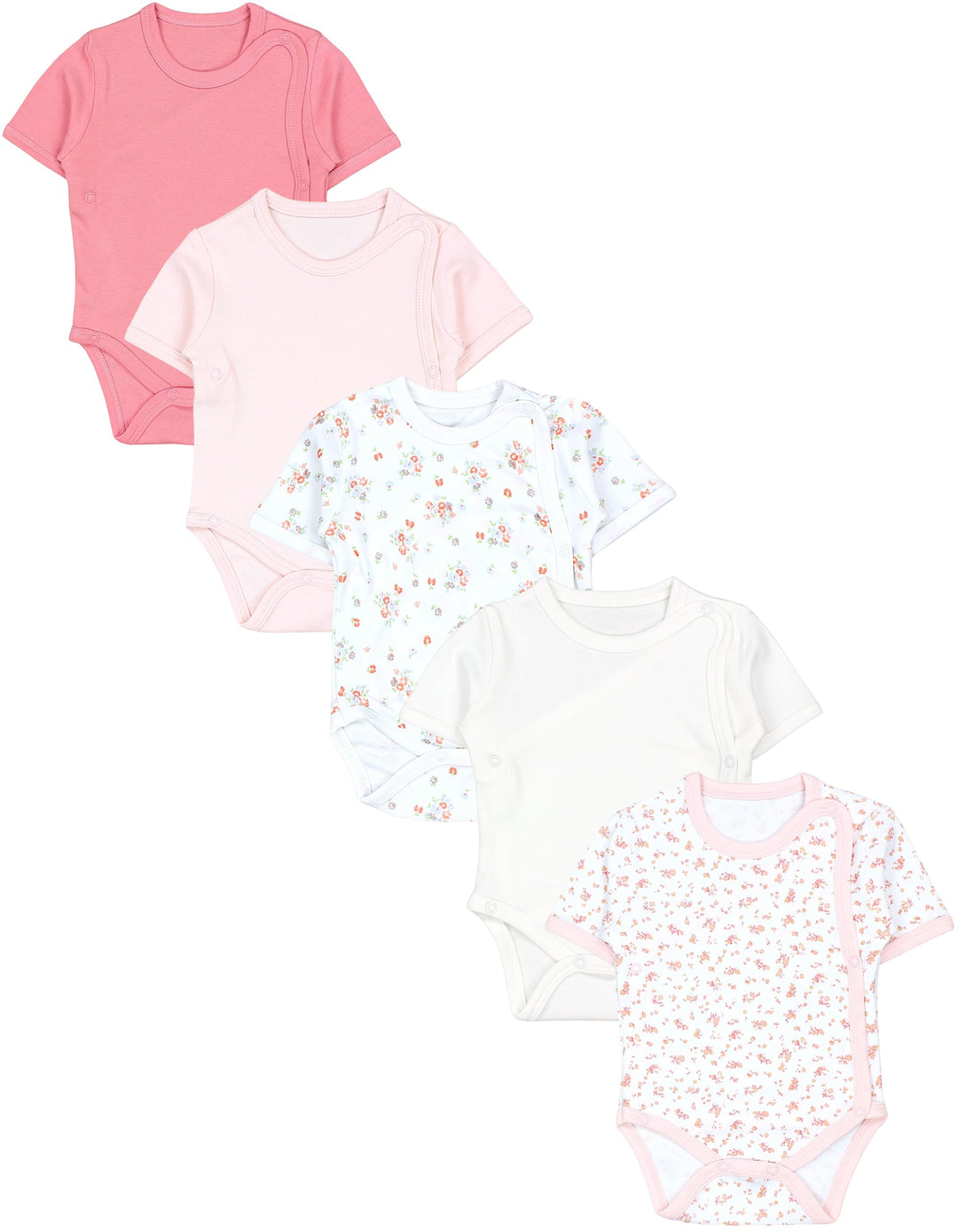 TupTam Baby Body Mädchen 5er Set – Kurzarm Wickelbody aus Baumwolle mit Print, Atmungsaktiv und Haut