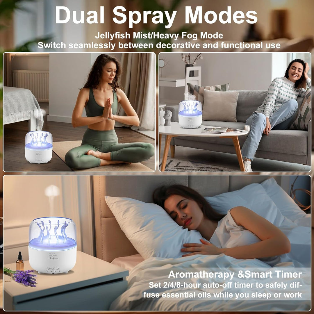 280 ML Luftbefeuchter mit 7 Farben Licht, Luftbefeuchter für Schlafzimmer und Pflanze, 2 Spray Modus