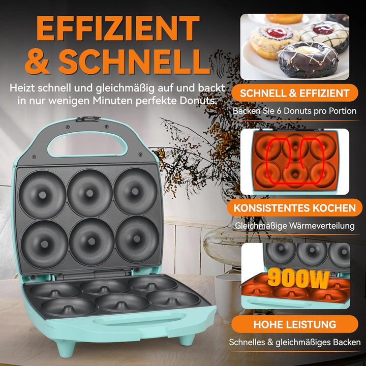 Baker’s Friend Mini Donut Maker Maschine für zu Hause, 6 x 7.5 cm Mini Donuts Maker Maschine für Fam