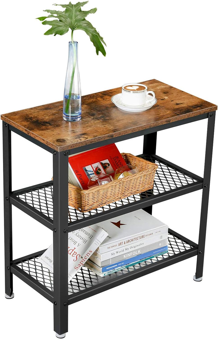 VASAGLE Beistelltisch, Dekotisch mit 2 Gitterablagen, Couchtisch, Flur, Wohnzimmer, Schlafzimmer, Bü
