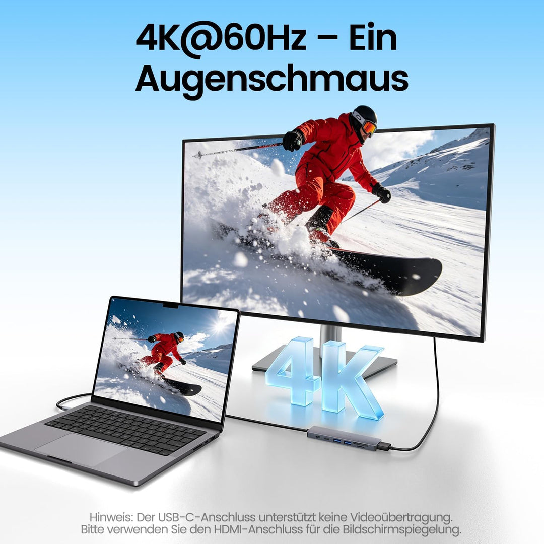 80CM USB C Hub mit HDMI 4K@60Hz, PD 100W Powered für MacBook Neo | 7-in-1 Docking Station USB C mit