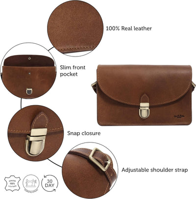 Gusti Handtasche Leder - Zoey Damen Umhängetasche Ledertasche Leder Braun, Braun