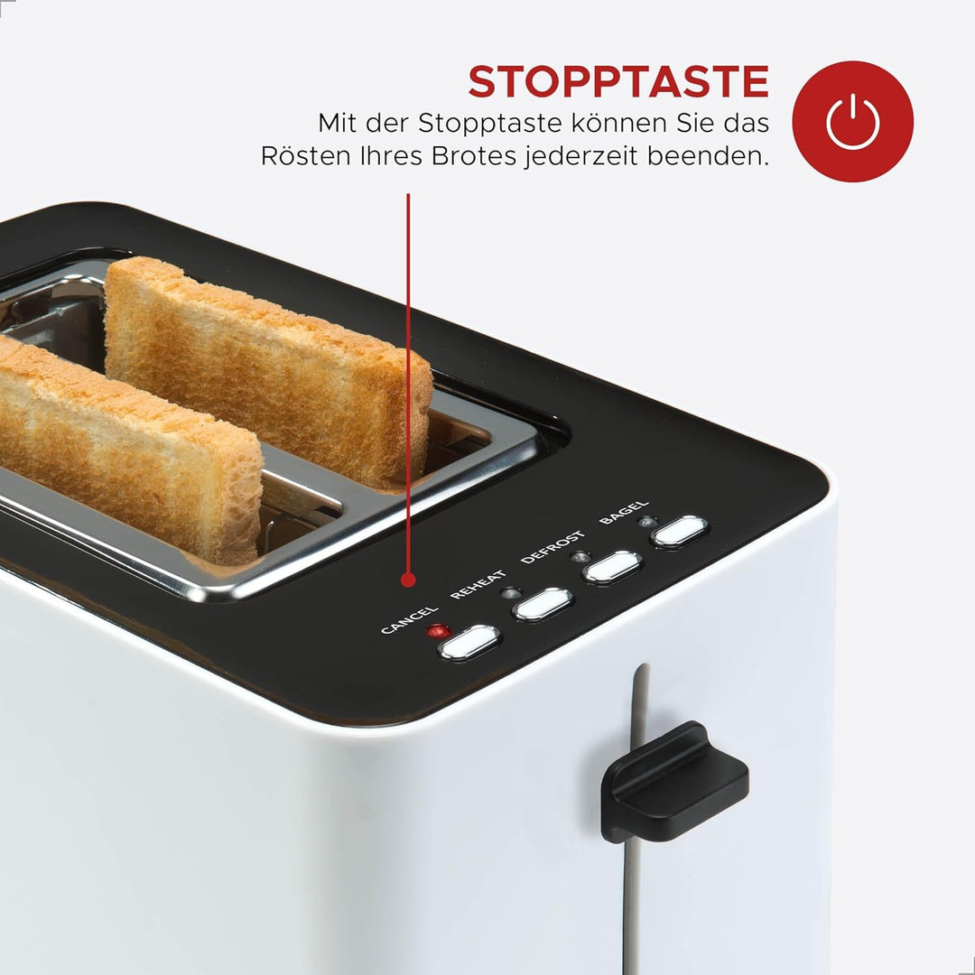 Bourgini Sandwich-Toaster mit Bagel-Funktion – Toaster mit Sandwich-Klemmen – Weiss – Matte Oberfläc