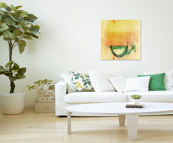 Paul Sinus Art Abstrakte Kunst auf Leinwand gelb grün rot beige Abstrakt192- dekorativer Einteiler W
