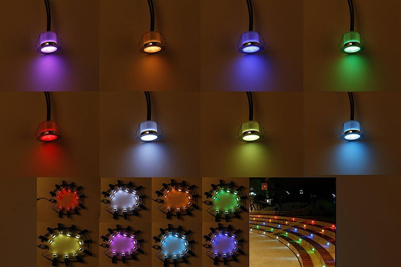 10er LED Bodeneinbauleuchten Aussen WIFI Ø45mm RGBW(RGB+Warmes Weiss) LED Terrasse Einbaustrahler Bo