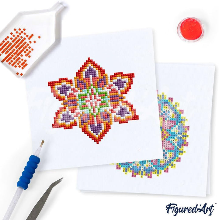 Figured'Art Mini Serie Diamond Painting Erwachsene - Mandalas - Premium-Box mit 12 Stück 15x15 cm 5D