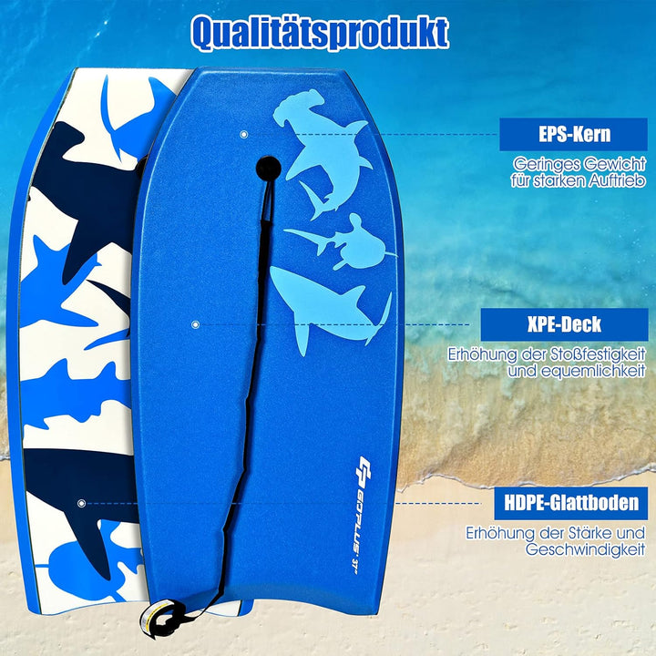 RELAX4LIFE Schwimmbrett tragbar, Schwimmboard mit Halteleine, Rutschfestes Surfbrett für Kinder &amp; Er